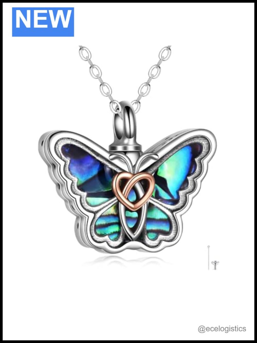 925 Sterling Silver Butterfly Urn Necklace Ashes Pendant Memorial Jewelry